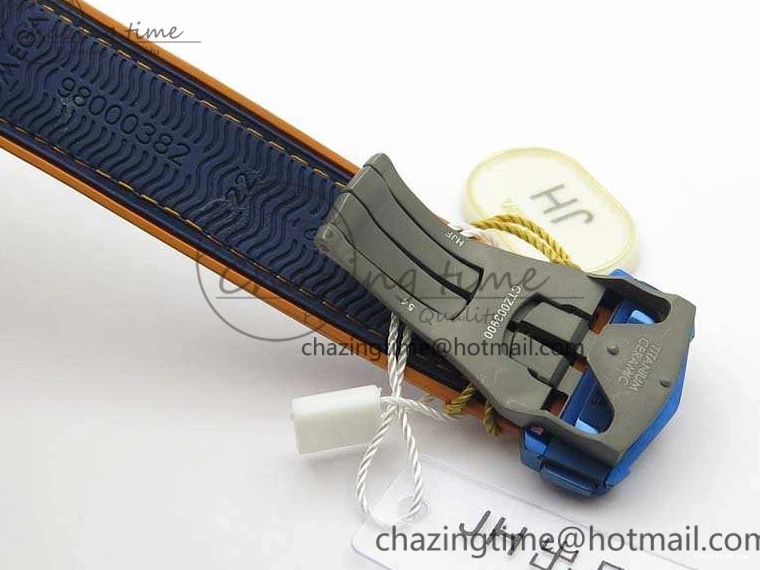 0818 FreshLook Planet Ocean 45mm GMT Blue DLC Black OMF Best Edition Blue Dial On Blue Gummy Strap A 8123